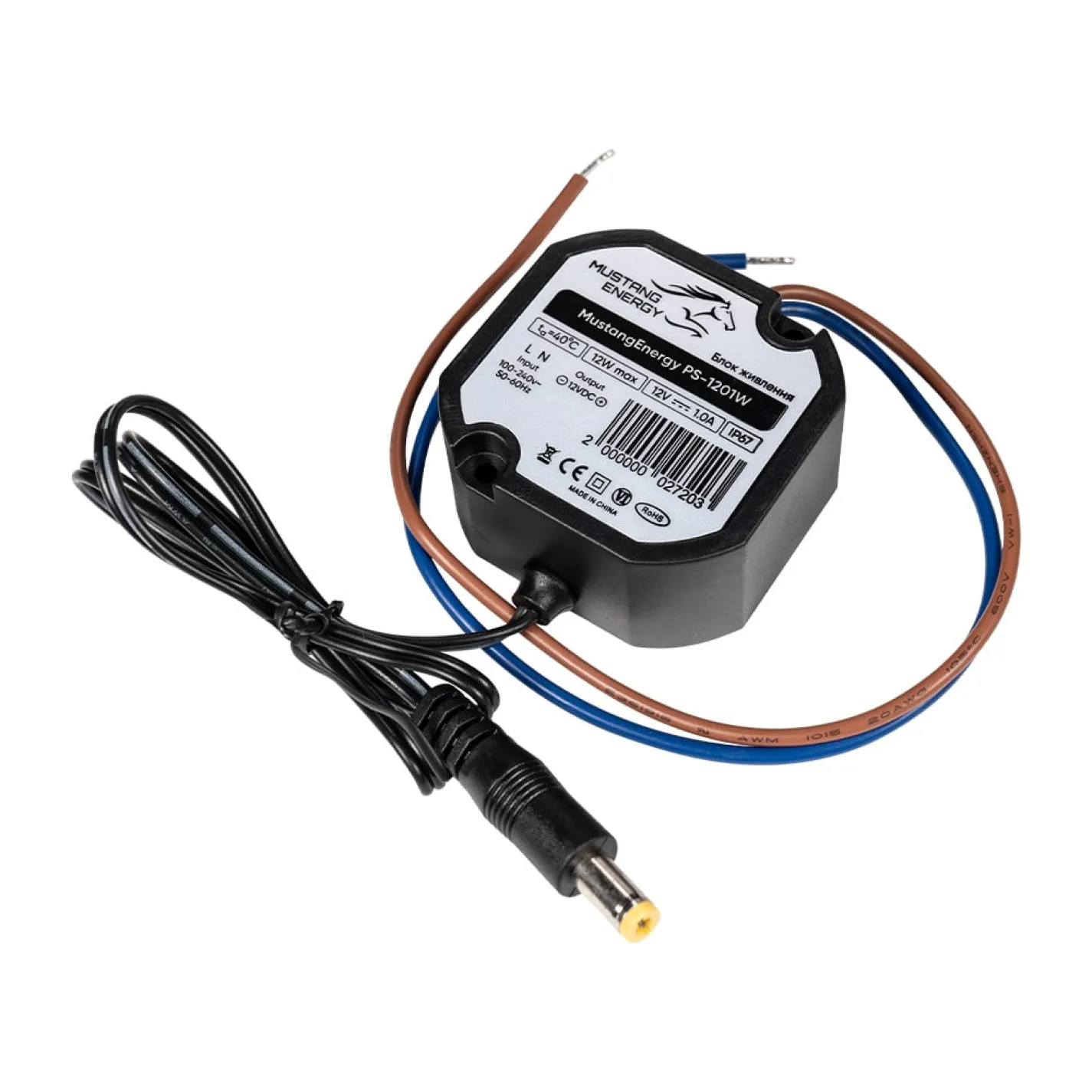 Блок живлення Mustang Energy PS-1201W 12V/1A вологозахищений IP67 (43-00101) - Фото 1
